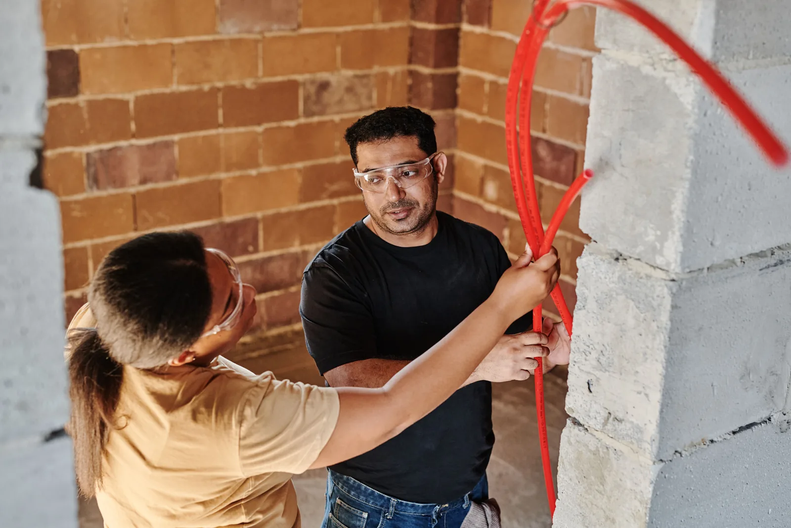 Running conduit across a block wall, for ev rebate in Vancouver