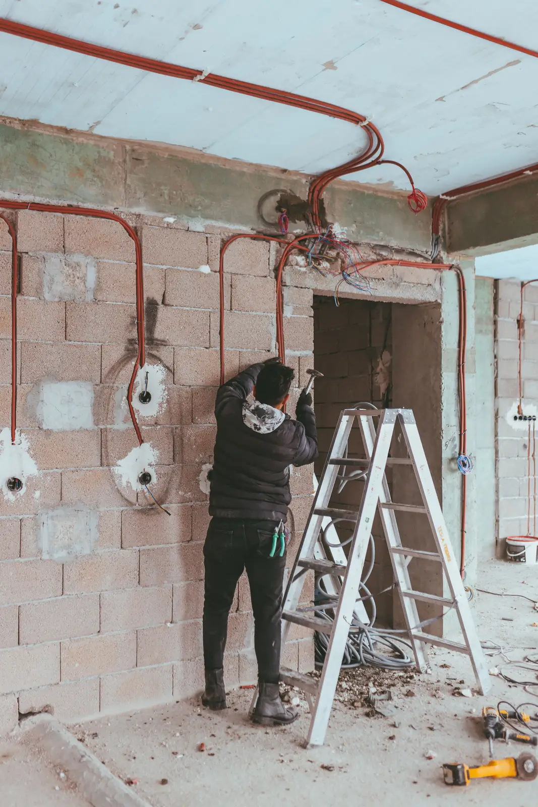First-fix conduit and back boxes on site, for light fixture installation in Vancouver
